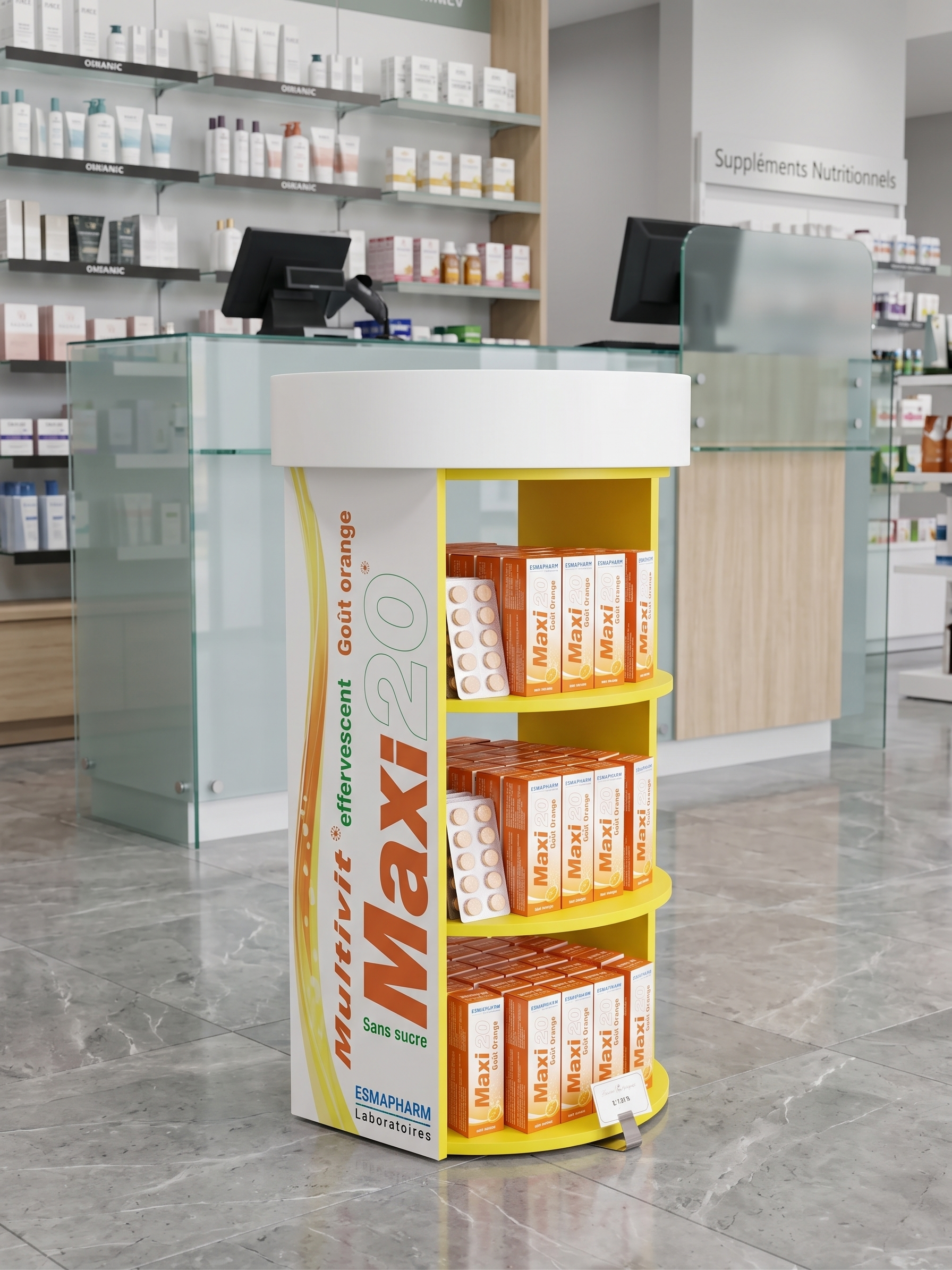 Maxi 20 — Présentoir PLV pharmacie