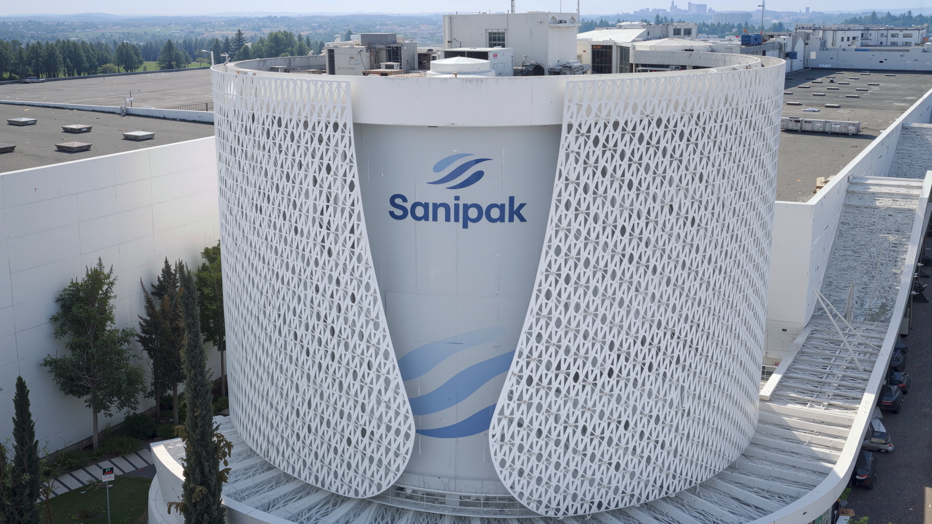 Sanipack — Pose en hauteur avec nacelle
